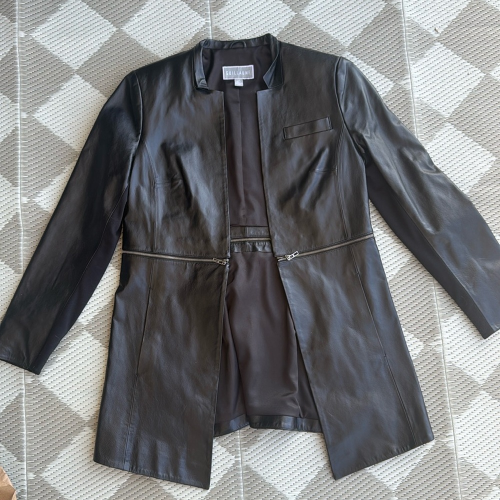 Guillaume Leather Jacket with Zipper in the middle for fashionable statement.